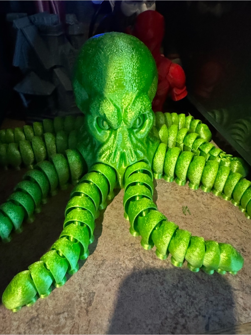 Bright Green Octopus Reptile Hide & Enrichment Toy 3D printed